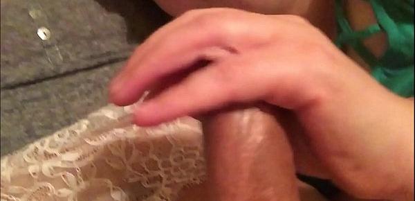  Whore mom deepthroat and abuses balls with cum in mouth swallowing